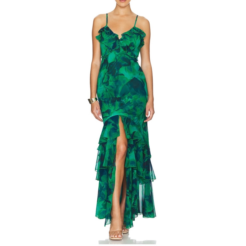 Runway the Label - NAMARI Green/Blue Maxi Dress , Low Back Size Small